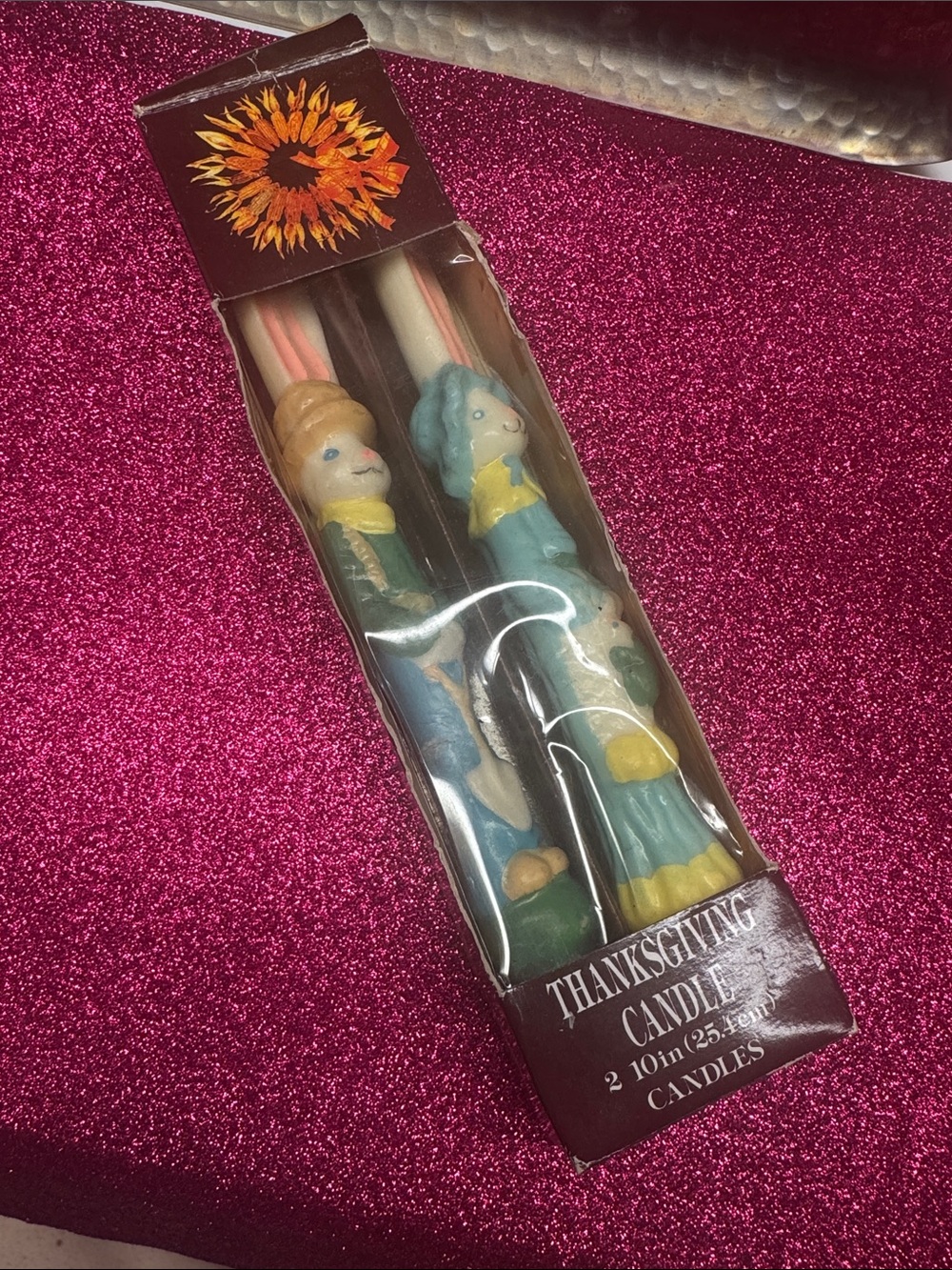 Vintage Easter Candle Pair - Blue & Yellow Figurines